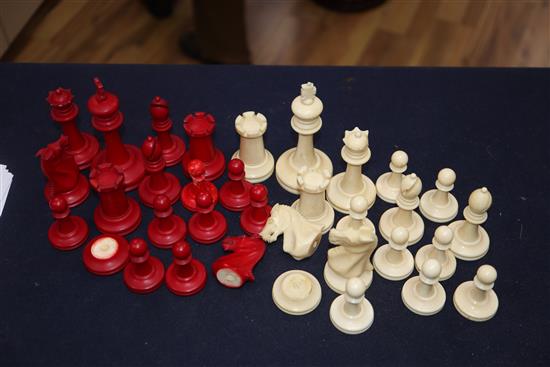 A Jacques style ivory chess set and draught pieces